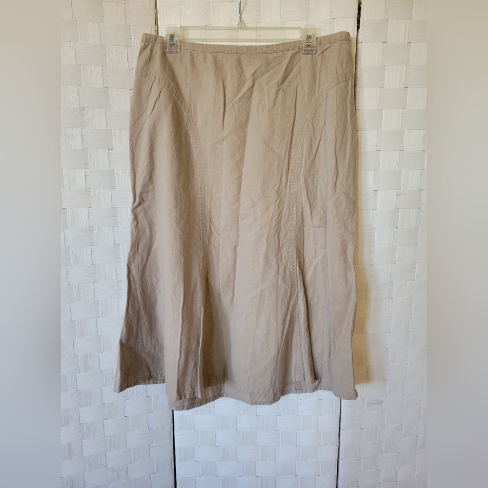 Lane Bryant A-Line Linen Blend Skirt in Khaki